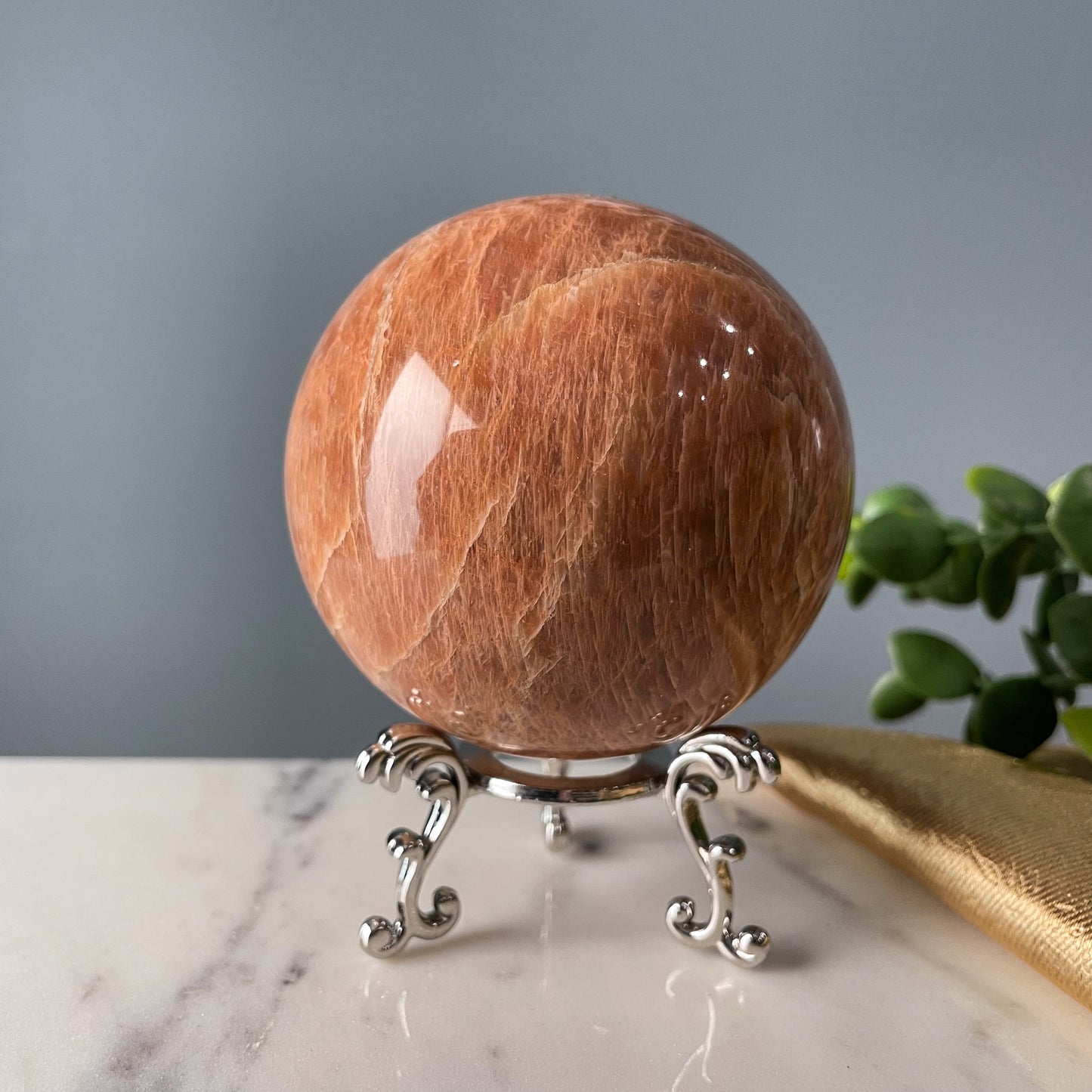 Flashy Peach Moonstone Sphere