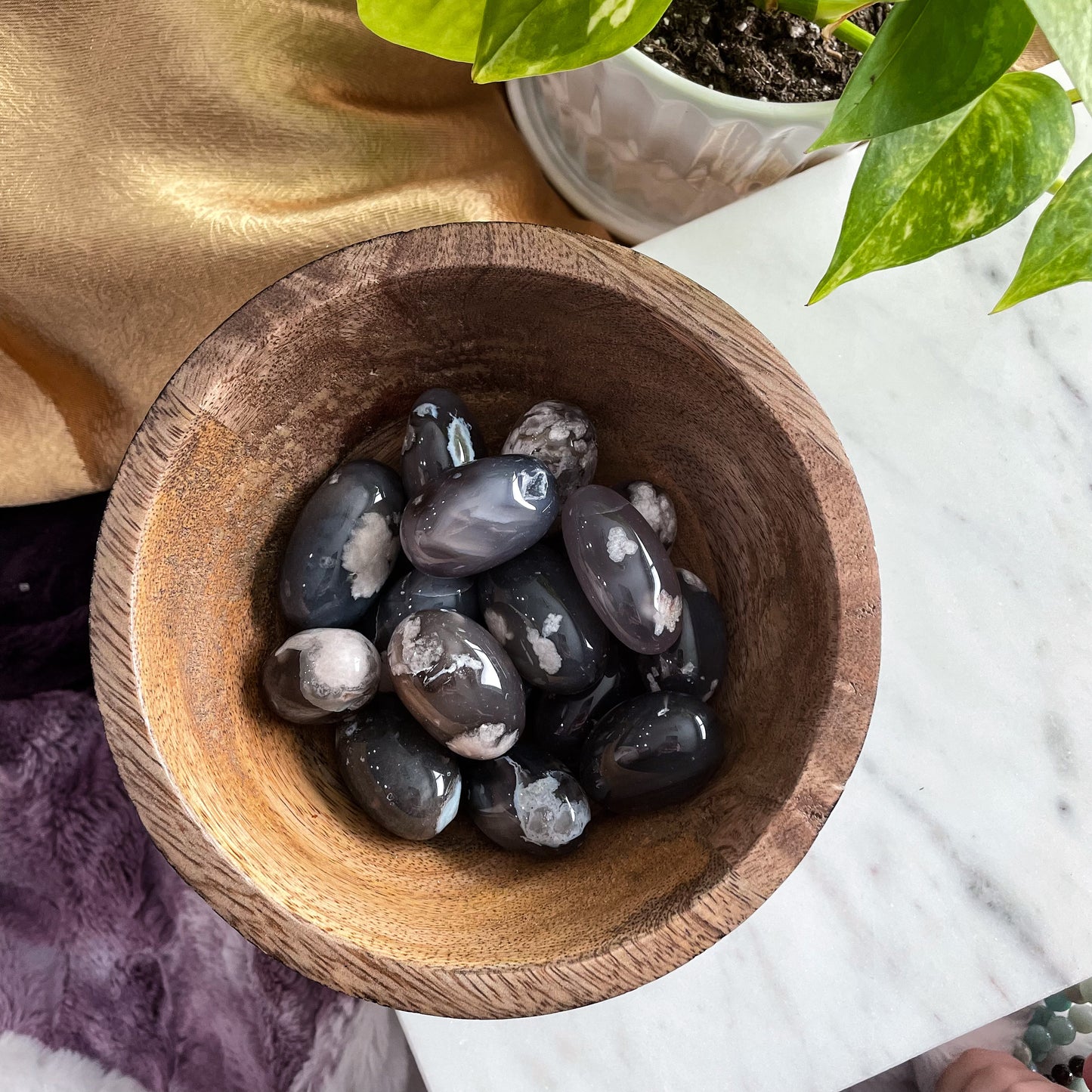 Black Flower Agate Shiva