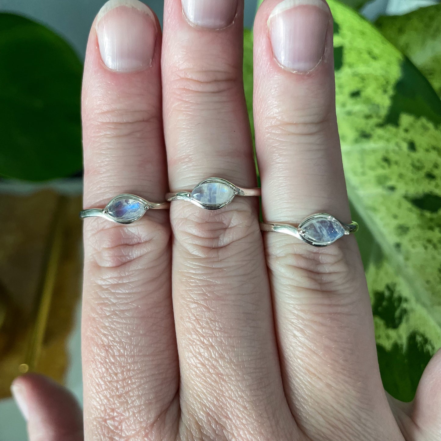 Rainbow Moonstone Eye Ring