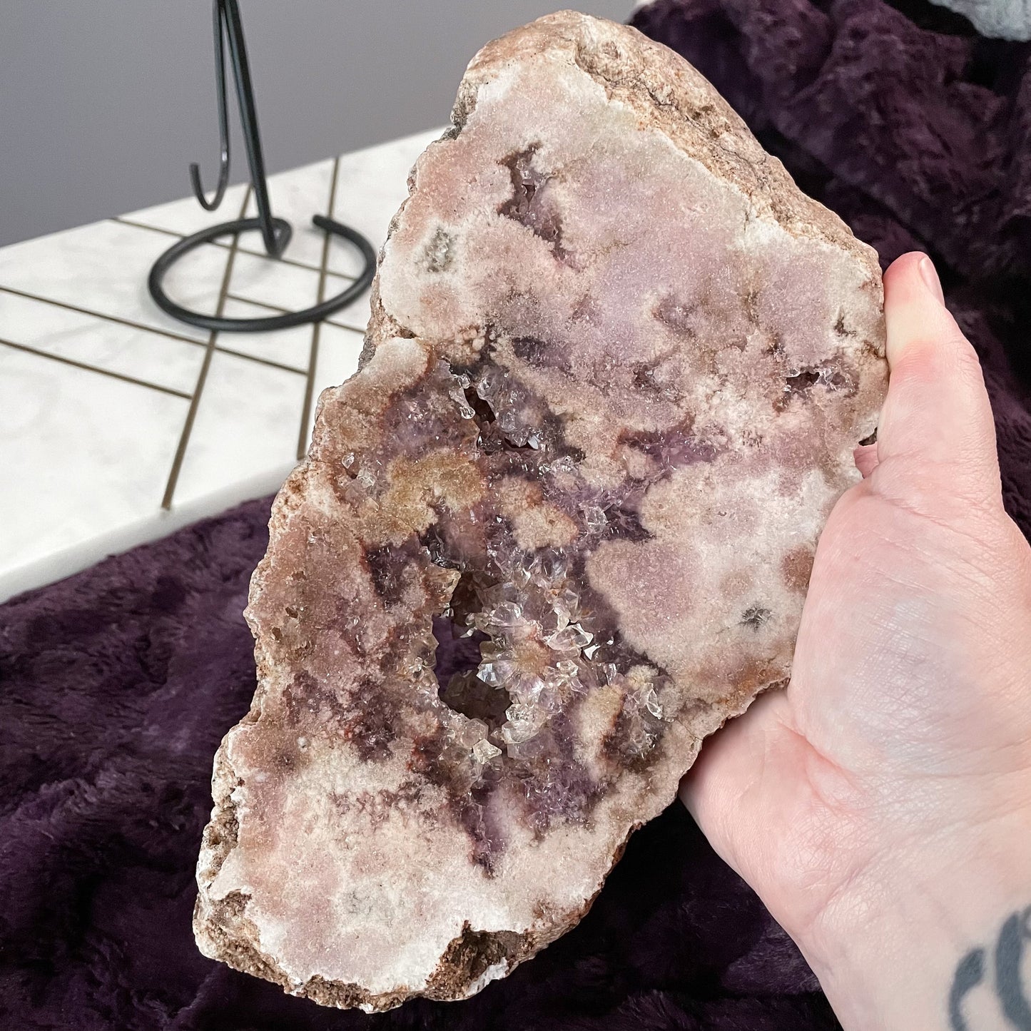 Pink Amethyst Slab on a Stand