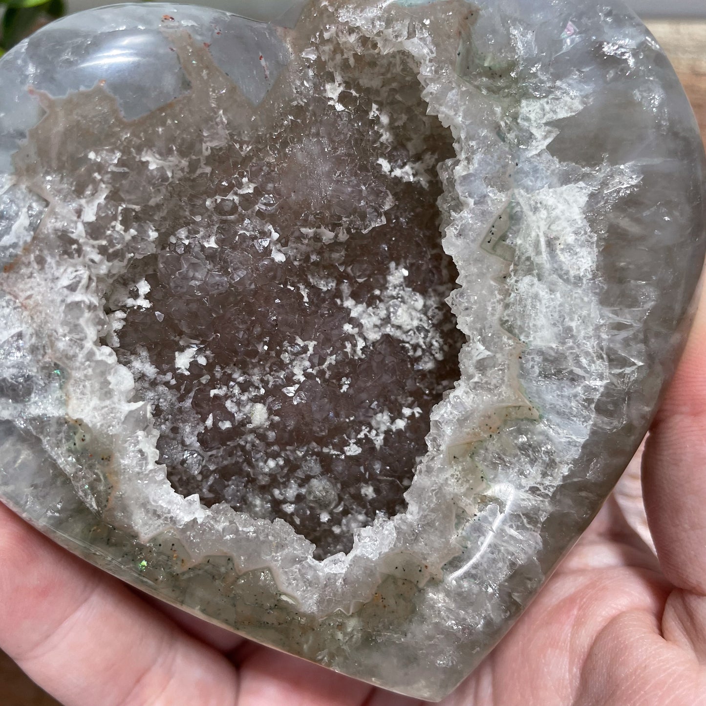 Pink Agate Druzy Heart